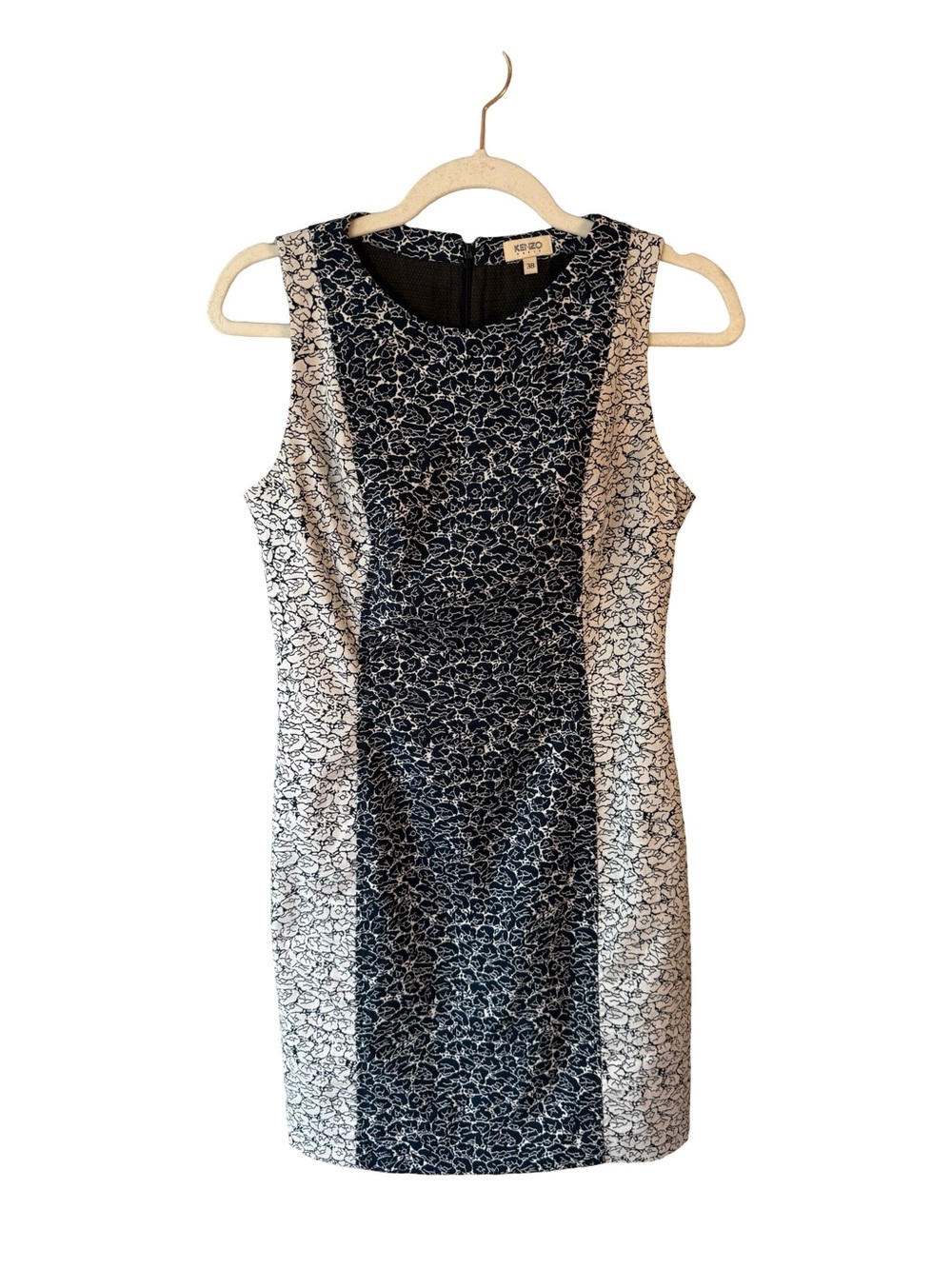 Kenzo Paris Navy & Cream Panelled Sheath Dress Size FR 38 US 6 Luxury Cocktail - Picture 2 of 13